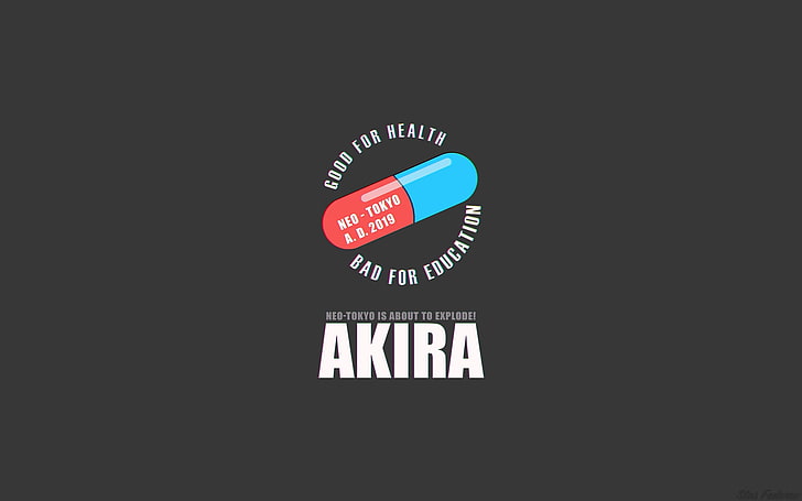 Akira, tipografi, anime, katsuhiro otomo, minimalis, Wallpaper HD