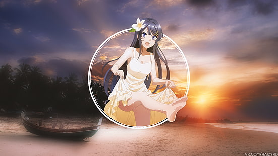 gadis anime, anime, gambar-dalam-gambar, mai sakurajima, Seishun Buta Yarou wa Kelinci Gadis Senpai no Yume o Minai, Wallpaper HD HD wallpaper