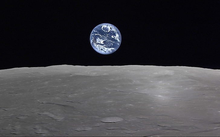 луна земля синий мрамор космические луны HD Art, земля, луна, синий мрамор, HD обои