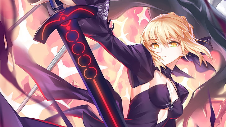 Fate Saber with Excalibur anime character digital wallpaper, Fate Series, Fate/Grand Order, Saber (Fate Series), Saber Alter, HD wallpaper