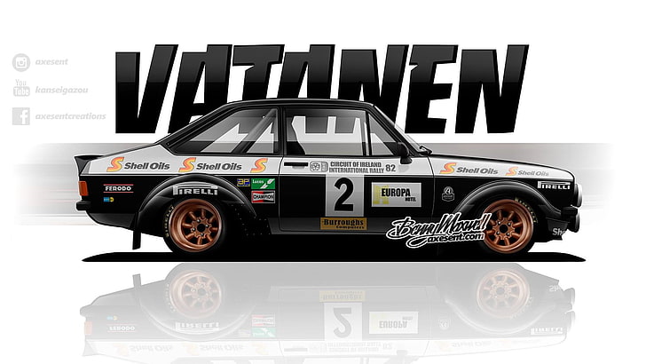 Axesent Creations, Ford Escort RS, render, mobil balap, mobil Inggris, Rally, Ford, Wallpaper HD