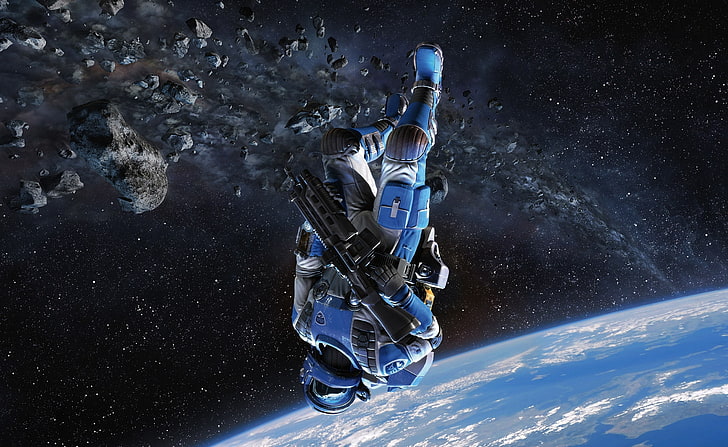 Shattered Horizon, tapeta osoba trzymająca karabin, gry, inne gry, grafika, gra wideo, strzelanka, kosmonauta, strzaskany horyzont, Tapety HD