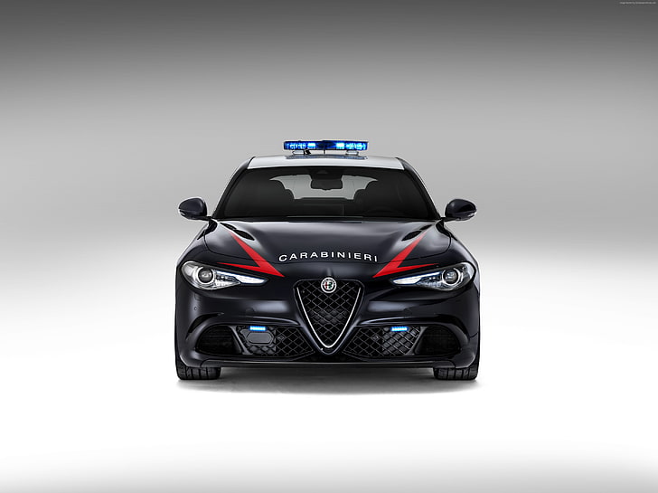 автомобиль безопасности, Alfa Romeo Giulia Quadrifoglio Carabinieri, полиция, HD обои