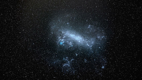 Magellanic cloud, galaxy scenery, space, 2560x1440, cloud, star, magellan, HD wallpaper HD wallpaper