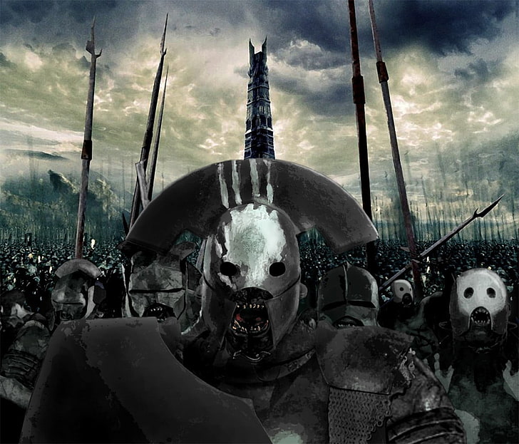 gray knights wallpaper, Isengard, The Lord of the Rings, uruk-hai, fantasy art, HD wallpaper