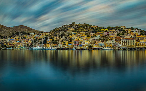 Symi İsland In Greece Part Of The Islands Group Of Dodecanese Surrounded By Colorful Neoclassical Houses 4k Ultra Hd Wallpapers For Desktop Laptop 3840×2400, HD wallpaper HD wallpaper