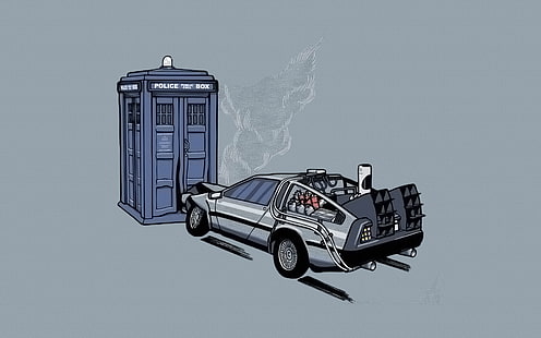 De volta ao futuro, DeLorean, Doctor Who, HD papel de parede HD wallpaper