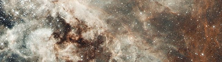 wallpaper nebula abu-abu dan hitam, banyak tampilan, ruang, bintang, warna-warni, alam semesta, galaksi, Wallpaper HD