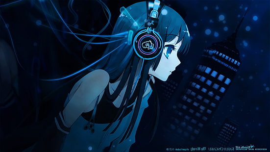 anime anime girls headphones, HD wallpaper HD wallpaper