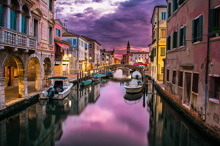 المياه ، المباني ، إيطاليا ، القناة ، النهر ، القارب ، البندقية، خلفية HD