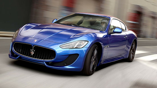 car, Maserati, Maserati GranTurismo, blue cars, HD wallpaper HD wallpaper