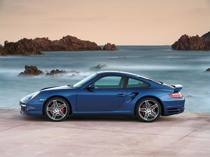 mavi BMW 3 serisi sedan, Porsche, spor araba, araba, mavi arabalar, kaya, HD masaüstü duvar kağıdı