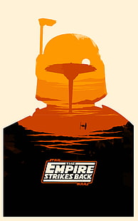 Star Wars The Empire Strikes Back-affisch, Star Wars: Episode V - The Empire Strikes Back, Star Wars, filmer, minimalism, porträttvisning, Boba Fett, TIE Fighter, HD tapet HD wallpaper