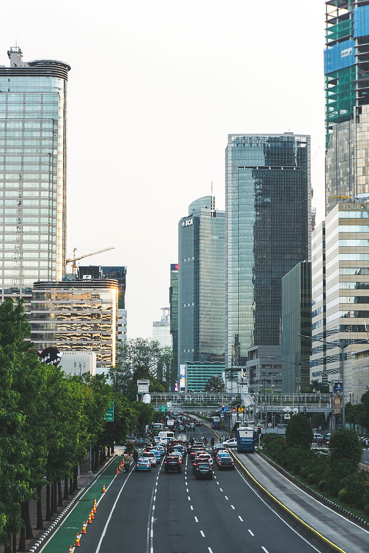 Jakarta, Indonésie, ville, architecture, ligne d'horizon, bâtiment, Fond d'écran HD, fond d'écran de téléphone