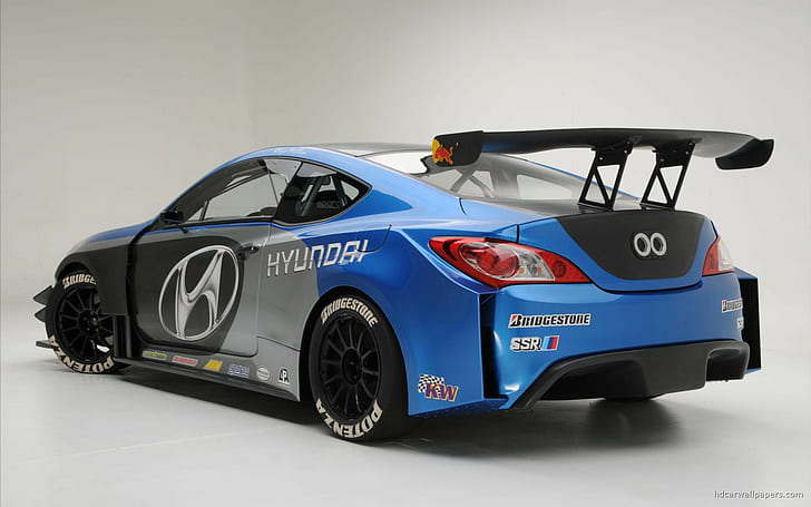 Hyundai RMR Racing 4, черен и син hyundai супер автомобил, hyundai, състезателен, HD тапет