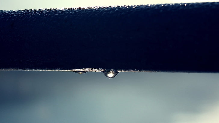 water drop, surface, drop, liquid, HD wallpaper
