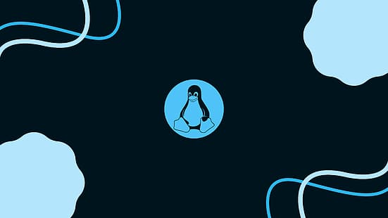 Linux, GNU, Unix, unixporn, minimalizm materiału, styl materiału, Arch Linux, łuk, pingwin, Tux, maskotka pingwina Tux, minimalizm, Ubuntu, Linux Mint, niebieski, niebieskawy, windows 11, jasnoniebieski, ciemne, ciemne tło, Tapety HD HD wallpaper