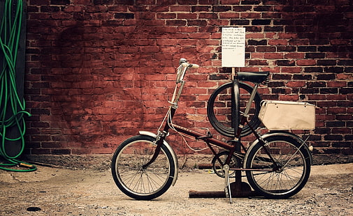 Bicicleta, bicicleta dobrável preta, artístico, urbano, bicicleta, HD papel de parede HD wallpaper