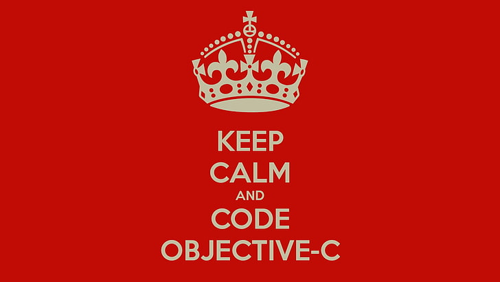 Tetap Tenang dan Kode Objective-C, Tetap Tenang dan ..., pemrograman, latar belakang merah, latar belakang sederhana, tipografi, Wallpaper HD