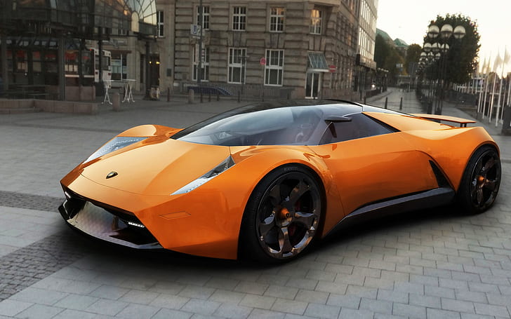 Lamborghini Insecta Concept Car, оранжевый спортивный автомобиль lamborghini, lamborghini, концепт, насекомое, HD обои
