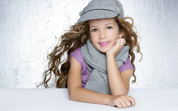 Cute Little Girl, Kid, Long Hair, Hat, cute little girl, kid, long hair, hat, Tapety HD