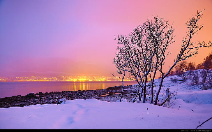 Norwegen Schneelandschaft, HD-Hintergrundbild