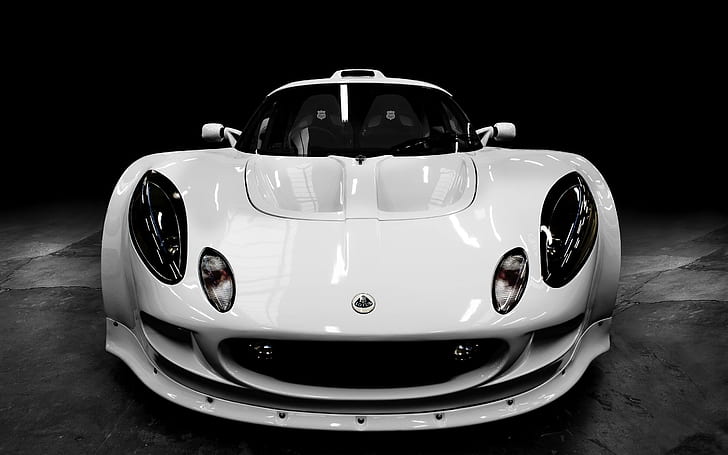 Vorderansicht des weißen Supercars Lotus, Weiß, Supercar Lotus, Front, Ansicht, HD-Hintergrundbild