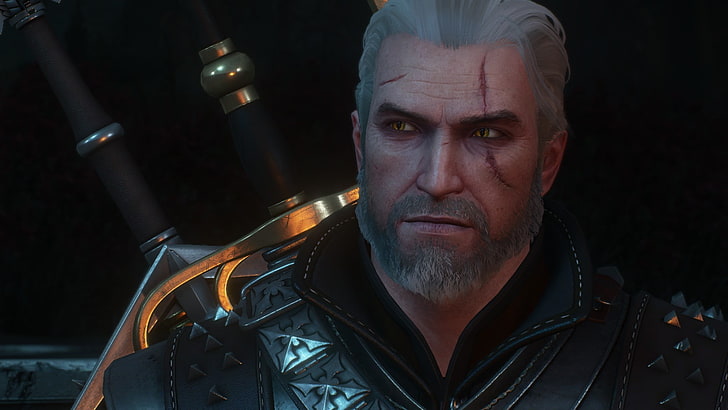 men's black and white button-up shirt, The Witcher 3: Wild Hunt, Geralt of Rivia, HD wallpaper