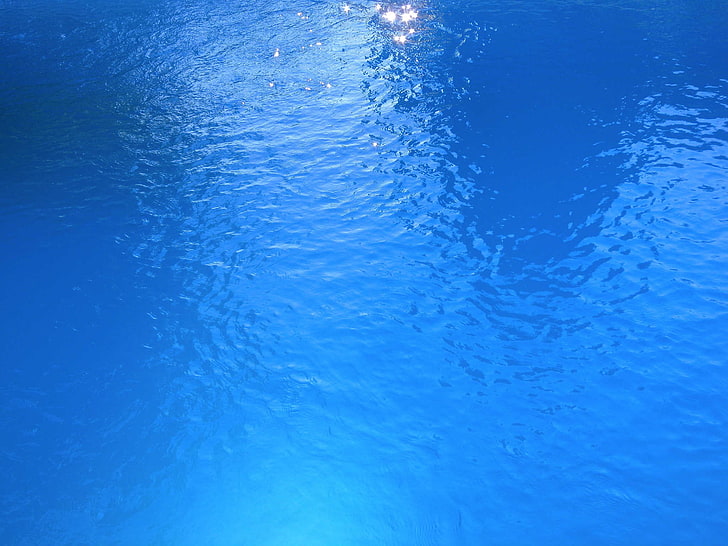 blå vattenkropp, blå, vatten, reflektion, natur, HD tapet