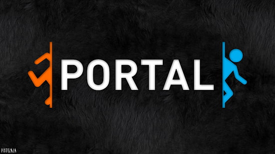 Logo portal, Portal (game), biru, oranye, Gamer, logo, merek, Wallpaper HD HD wallpaper