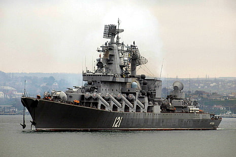 Slava Class Cruiser, ВМФ России, военный, HD обои HD wallpaper