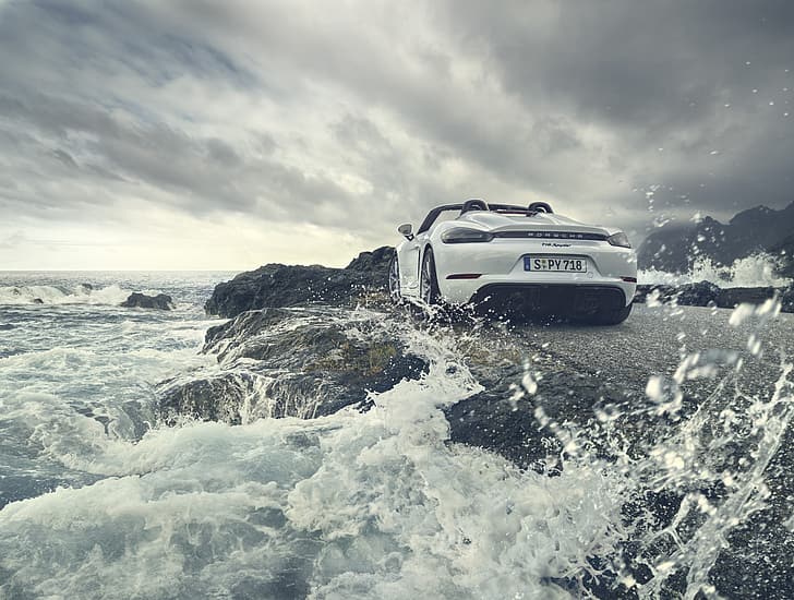 machine, water, Porsche, Cayman, Spyder, 718, HD wallpaper