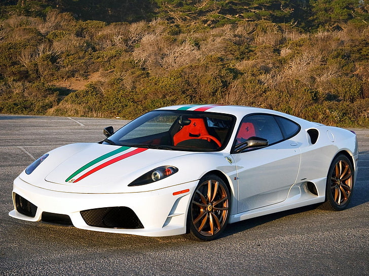 أبيض Ferrari F430 Scuderia coupe، White، F430، Ferrari، خلفية HD