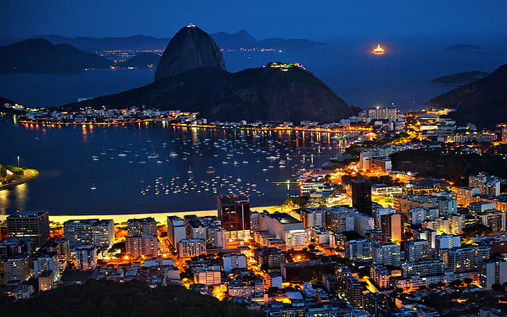 Río de Janeiro en la noche fotos fondo de pantalla, Fondo de pantalla HD