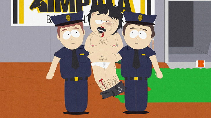 South Park Randy Marsh Police Arrest Jump Blood HD, cartoon/comic, blood, park, jump, police, south, marsh, randy, arrest, HD wallpaper