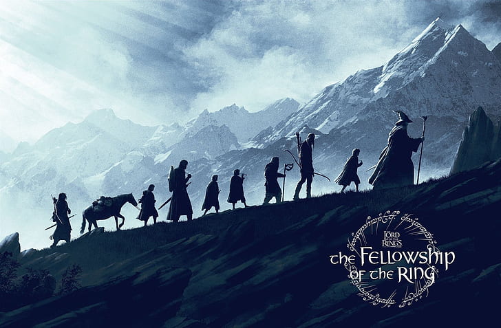 film, seni fantasi, The Lord of the Rings: The Fellowship of the Ring, karya seni, pegunungan, 2001 (Tahun), Wallpaper HD