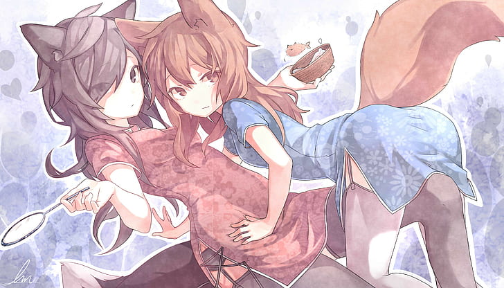 Anime, Anime Mädchen, Tierohren, Fuchs Mädchen, originelle Charaktere, Kitsunemimi, chinesische Kleidung, HD-Hintergrundbild