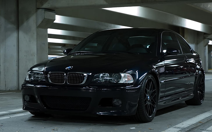 BMW black coupe, E-46, BMW M3, BMW, mobil hitam, kendaraan, mobil, Wallpaper HD