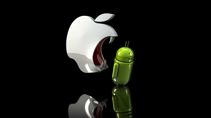 Apple eating Android, apple and android logoillustration, computers, 1920x1080, apple, macintosh, android, HD wallpaper