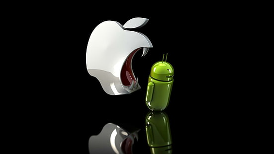 Apple comiendo Android, ilustración del logo de Apple y Android, computadoras, 1920x1080, Apple, Macintosh, Android, Fondo de pantalla HD HD wallpaper