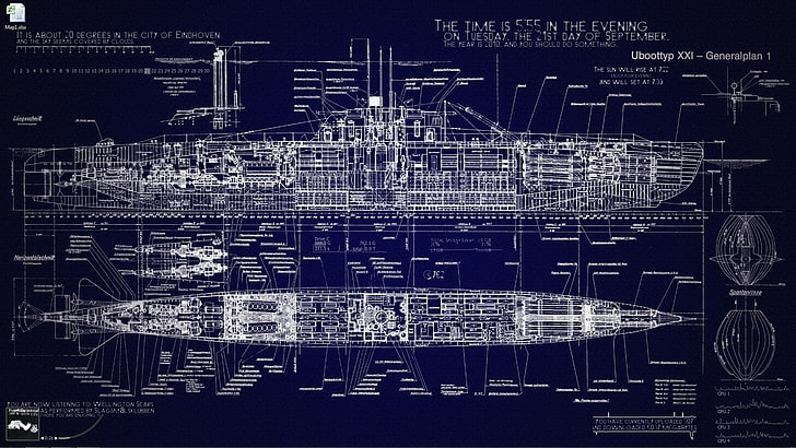 tata letak skala model kapal, kapal selam, cetak biru, kendaraan, Wallpaper HD