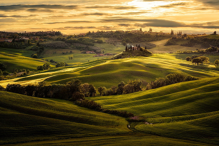 nature, paysage, collines, Toscane, Italie, Fond d'écran HD