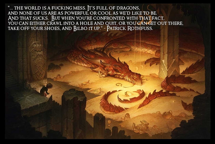 дракон, цитат, Смауг, Хобитът, Властелинът на пръстените, HD тапет