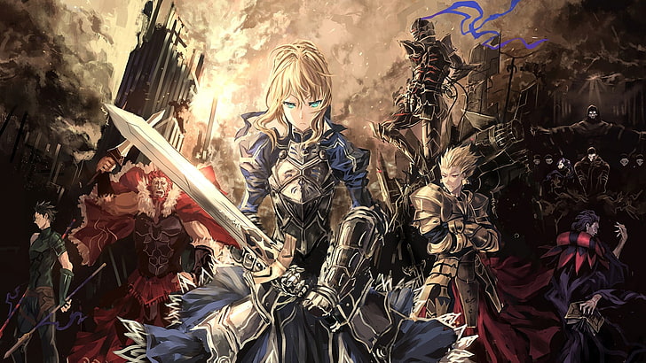 anime, anime girls, blonde, armor, sword, Fate/Stay Night, HD wallpaper