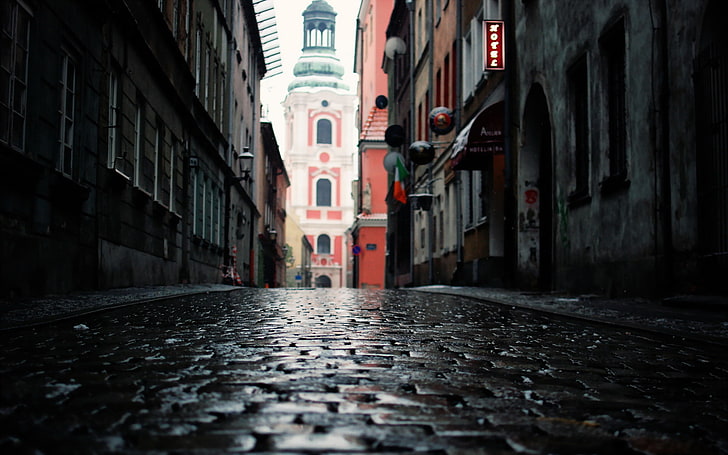 gray pavements, the city, Poland, Poznan, HD wallpaper