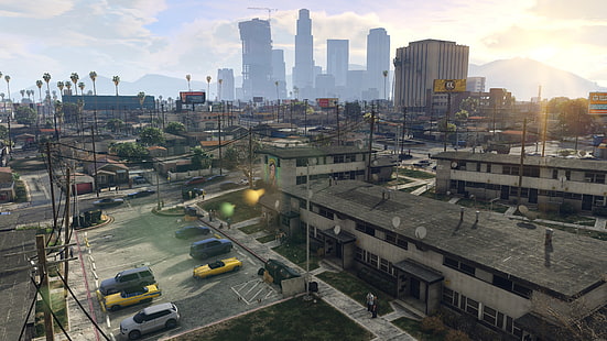 รถยนต์หลายคัน, Grand Theft Auto V, Grand Theft Auto V PC, เกม PC, เกม Rockstar, เมือง, รถยนต์, วอลล์เปเปอร์ HD HD wallpaper