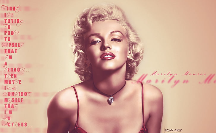 Marilyn Monroe, Artistic, Typography, Vintage, Background, celebrity, actress, marilyn monroe, Quote, HD wallpaper
