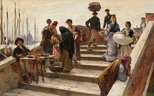 Venedig, Kunstwerk, Menschen, klassische Kunst, klassische Kunst, 1876 (Jahr), Ludwig Passini, HD-Hintergrundbild HD wallpaper