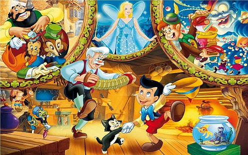 Pinocchio And Clementoni Puzzle 25163 Classic 3 X 48 Pieces Walt Disney Picture 1920 × 1200, HD тапет HD wallpaper