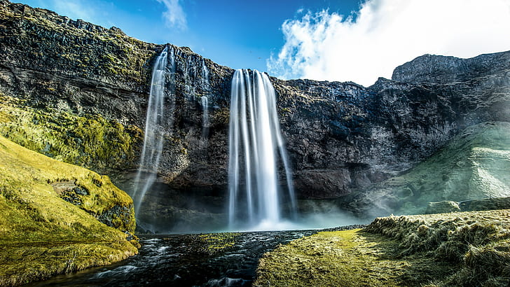 Wasserfälle, Island, Seljalandsfoss, HD, Ultra HD, HD-Hintergrundbild